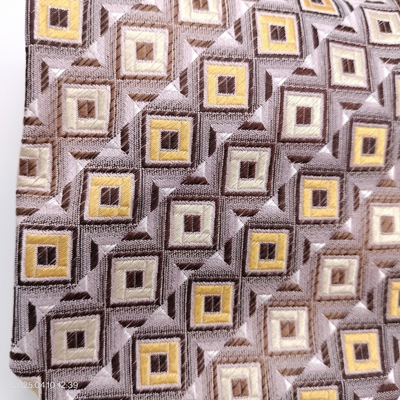 Luciano Gatti Elite Geometric Patterned Tie Necktie Silk Lilac Brown Gold Formal - Picture 2 of 10